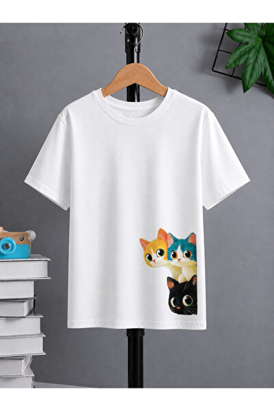 VODEXA Tricou oversize unisex THREE CATS imprimat 100% bumbac, croială confor...