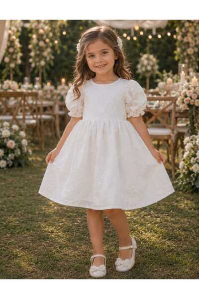AYLAABEBE KURDELELİ BEYAZ ELBİSE