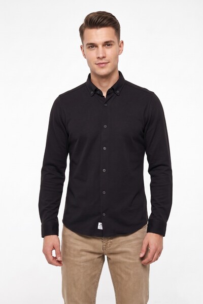 ADVANTE Men's Sport Slim Fit Long Sleeve Honeycomb Textured Shirt Bgl-St05483