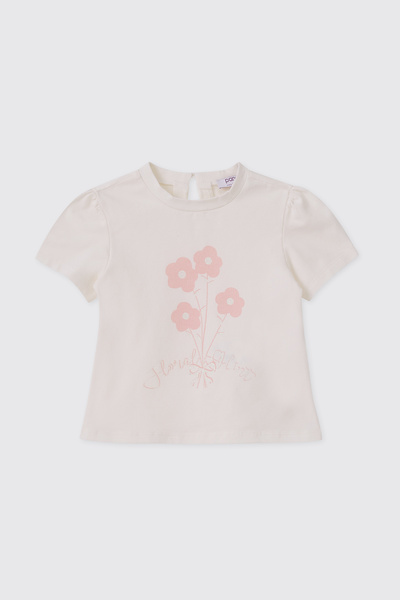 Panço Baby Girl Sim Printed Ecru T-Shirt