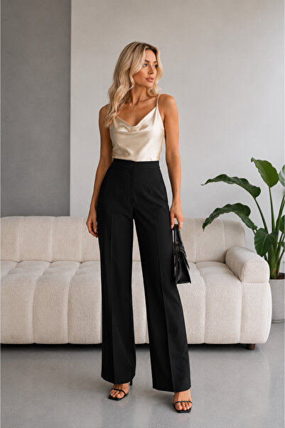 kikiriktekstil 10799 Women's High Waist Palazzo Patterned Fabric Trousers wit...