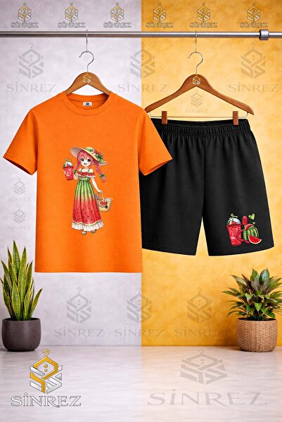 SİNREZ Tricou imprimat pentru copii, cu gât rotund, pentru fete, cu imprimeu ...