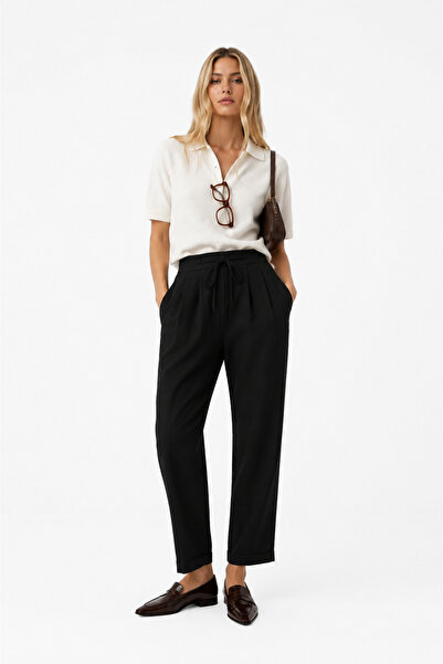 kikiriktekstil 10800 Pantaloni Tencel pentru femei, 100% bumbac, cu talie îna...