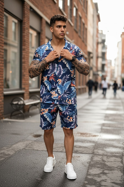 dehaine Summer set for men, shirt + shorts, men's short tracksuit 5501, set w...