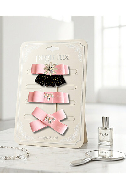 pegu baby collection Set de 3 agrafe cu pietre, cu panglică grograin roz, mic...