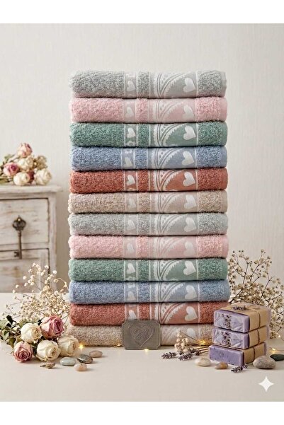 New Cotton Home Şal Desen 24'lü %100 Doğal Pamuk El Yüz Baş Havlu Seti 50x85 ...