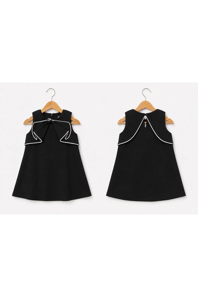 Kidmark Çocuk Modası Girl's Viscose Black Dress with Back Detail