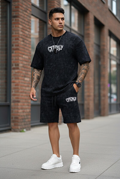 dehaine Summer set for men, t-shirt + shorts, men's short tracksuit, SA19