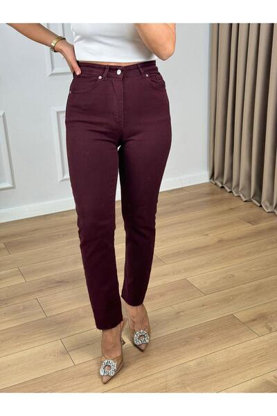 odl Bordo Paçası Kesik Orjinal Fit Mom Jean
