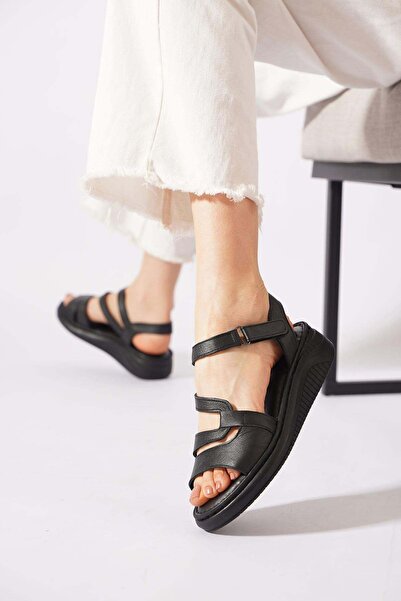 Moda Pie Kasere Ice Band Genuine Leather Women's Sandals with Windowed Detail...