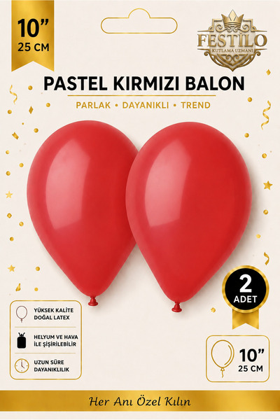 FESTİLO 10 İnç Pastel Balon 2 Adet Parti Doğum Günü Organizasyon Süsleme Balo...
