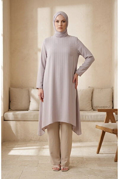 sefamerve Crepe Fabric Casual Tunic 1011-11 Cream