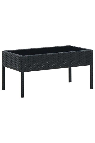vidaxl Garden table, black, 75 x 40 x 37 cm, polyrattan