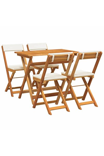 vidaxl Set bistro cu pernă 5 pcs Ulei Lemn Solid de Acacia