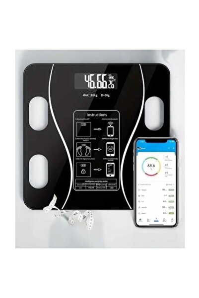Genel Markalar Bluetooth Akıllı Tartı Vücut Analiz Baskülü - Yağ Su Kas Ölçer...