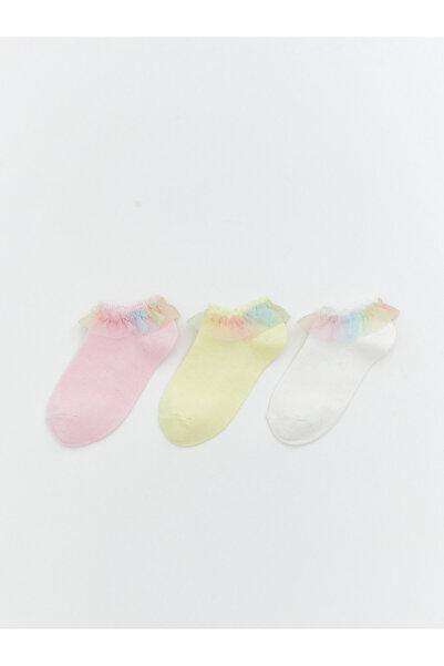 LC Waikiki Lace Detailed Girls' Trainer Socks 3-Pack