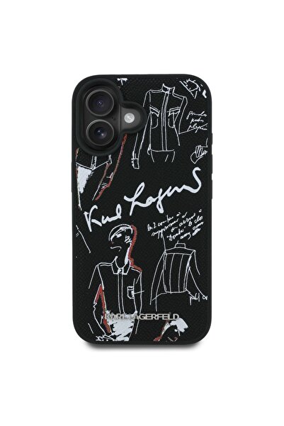 Karl Lagerfeld Grained Logo MagSafe Case for iPhone 16 Black