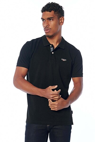 Galvanni Erkek Siyah Basic Polo Yaka T-shirt %100 Pamuklu