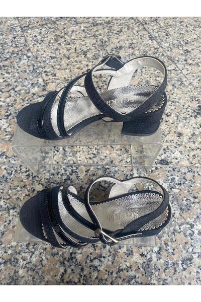 Aysun Ayakkabı Black Outer Material, Shiny Leather, Buckle, Thick Heel, Child...