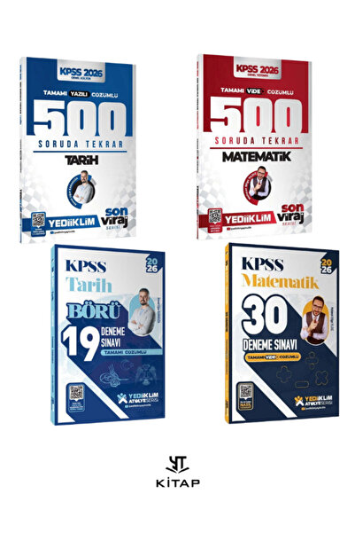 Yediiklim Yayınları 2026 KPSS Matematik ve Tarih Son Viraj 500 Soruda Genel T...