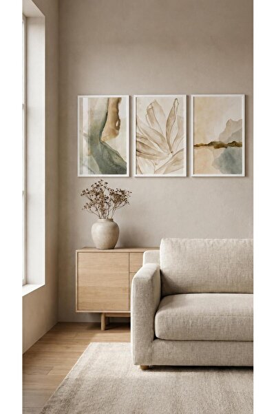 artera casa Beige Harmony 3’lü Çerçeveli Tablo Seti