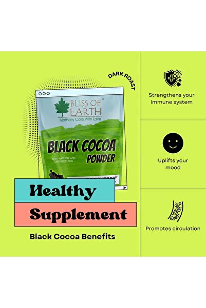 Bliss of Earth Black Cocoa Powder Natural and Unsweetened Carbon Black & Dark Roast, 100g | Perfect for Cooking & Baking Cakes, Biscuits, Oreo, Chocolates, Smoothies
