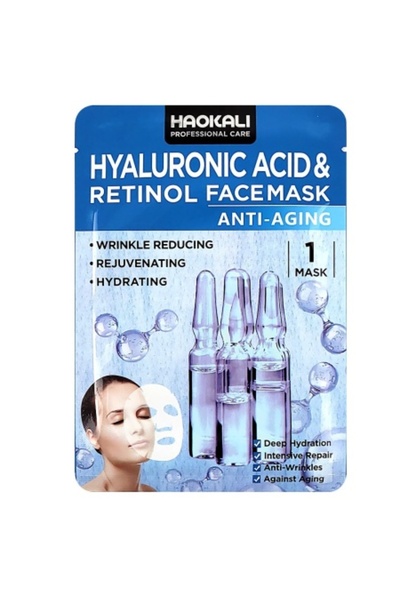 haokali Mască de față Hyaluronic Acid & Retinol Face Mask - 10 bucati
