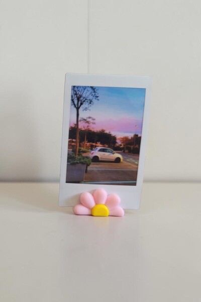 tredblock Çiçek Şeklinde Polaroid Fotoğraf Standı - Beyaz Papatya Tasarım Mas...