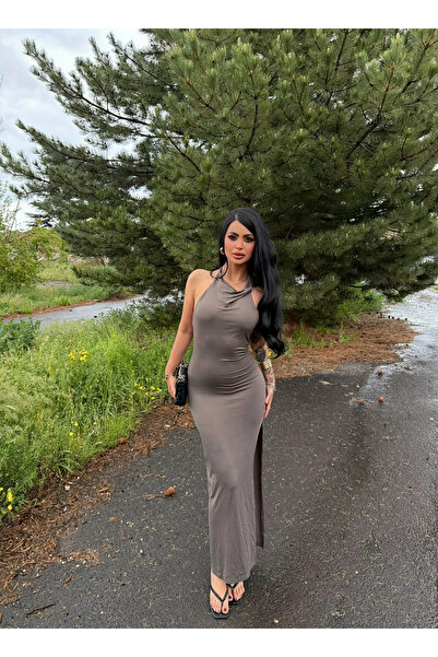 kırmızı butiks Mink Skirt with Slits and Degaje Dress