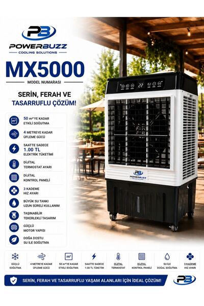 POWERBUZZ PORTATİF - EVAPORATİF SULU SOĞUTMA -POWERBUZZ SOĞUTUCU - MX-5000