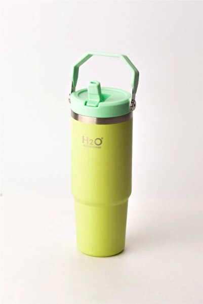 H2O Termos Kupa Bardak Pipetli Paslanmaz Çelik 900 ml | Yeşil