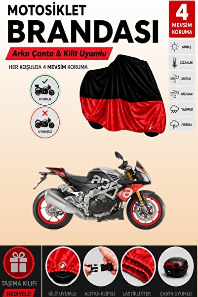 Cemku Double Black Top - Red Bottom, Rear Bag Compatible Aprilia Tuono V4 110...