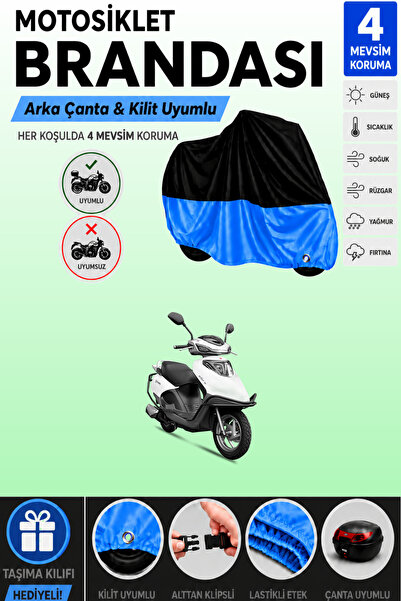 Cemku Double Black Top - Blue Bottom, Rear Bag Compatible Yuki Active 50 Moto...