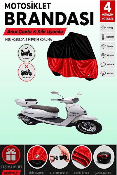Cemku Double Black Top - Red Bottom, Rear Bag Compatible Kuba Brilliant 125 M...