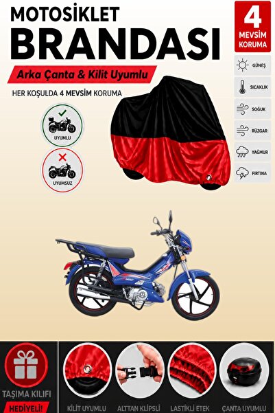 Cemku Double Black Top - Red Bottom, Rear Bag Compatible Kuba Runner 50 Motor...