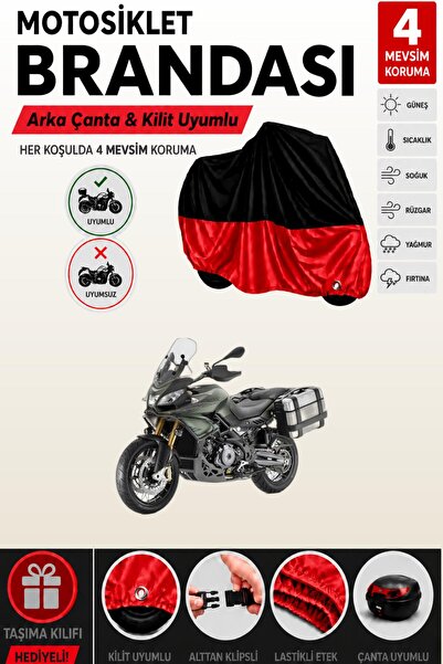 Cemku Double Black Top - Red Bottom, Rear Bag Compatible Aprilia Caponord 120...