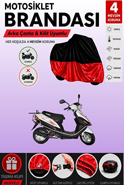 Cemku Double غطاء علوي أسود - سفلي أحمر، غطاء خلفي متوافق مع دراجة كوبا فايتر...