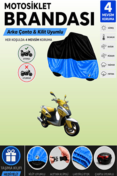 Cemku Double Black Top - Blue Bottom, Rear Bag Compatible Mondial 125 Rr Moto...