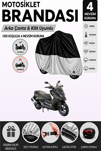 Cemku Double Black Top - Gray Bottom, Rear Bag Compatible Kymco Xtown 250I Mo...
