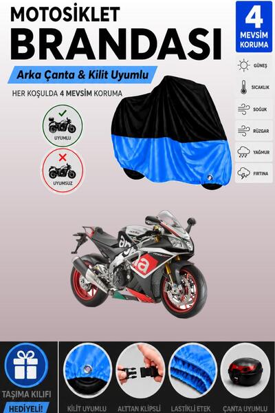 Cemku Double Black Top - Blue Bottom, Rear Bag Compatible Aprilia Rsv4 Rf Mot...