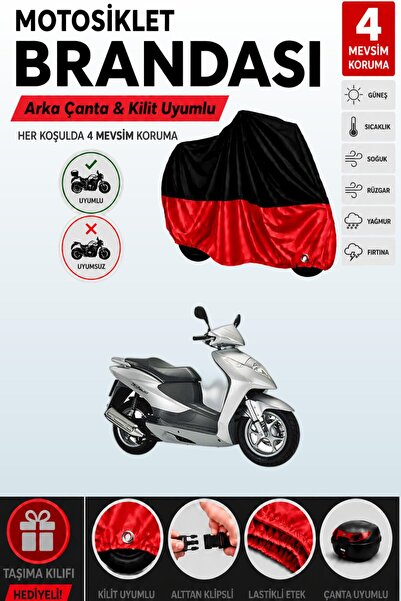 Cemku Double Black Top - Red Bottom, Rear Bag Compatible Honda Dylan 125 Moto...