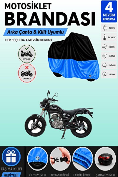 Cemku Double Black Top - Blue Bottom, Rear Bag Compatible Mondial 125 Vulture...