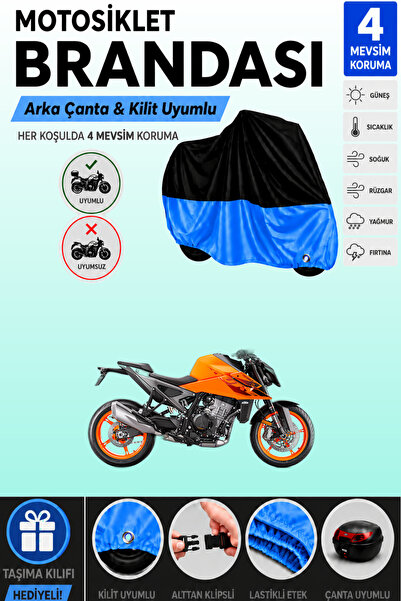 Cemku Double Black Top - Blue Bottom, Rear Bag Compatible Ktm 990 Duke Motorc...