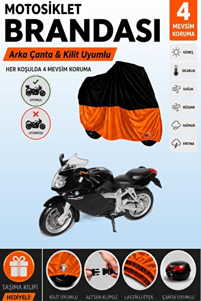Cemku Double Black Top - Orange Bottom, Rear Bag Compatible Bmw K 1200 S Moto...