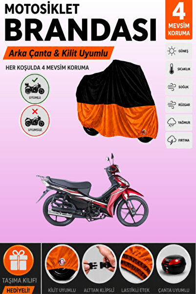 Cemku Double Black Top - Orange Bottom, Rear Bag Compatible Rks Next 100 Moto...