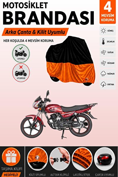 Cemku Double Black Top - Orange Bottom, Rear Bag Compatible Mondial 125 Super...