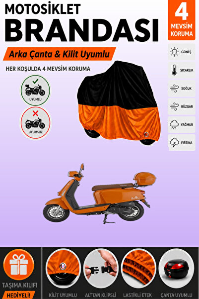 Cemku Double Black Top - Orange Bottom, Rear Bag Compatible Mondial Virago 50...