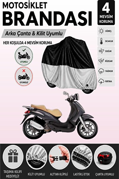 Cemku Double Black Top - Gray Bottom, Rear Bag Compatible Piaggio Beverly 250...