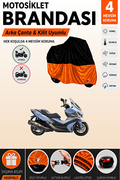 Cemku Double Black Top - Orange Bottom, Rear Bag Compatible Kymco Xciting Vs ...