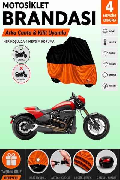 Cemku Double Black Top - Orange Bottom, Rear Bag Compatible Harley-Davidson S...